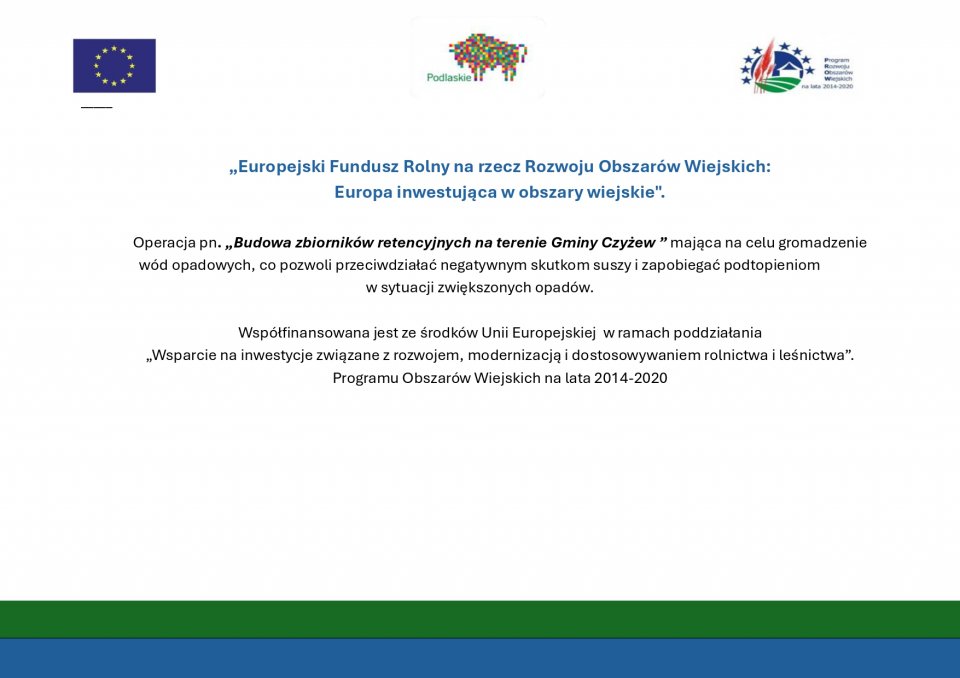 Ikona logo ˝Budowa zbiorników retencyjnych na terenie Gminy Czyżew˝